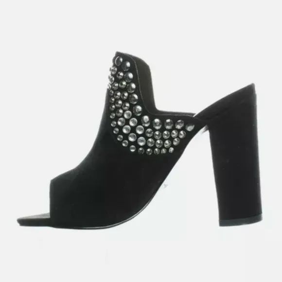 Womens Studded Black Block Heel Mule by Fergie