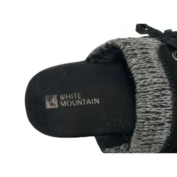 Womens White Mountain Water Resistant Black Suede Clogs with Sweater Collar 6.5