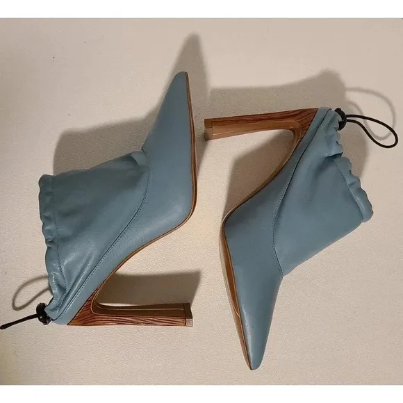 WOMEN'S YEVRAH LIGHT BLUE LEATHER MULES ADJUSTABLE HEELS NEW WITHOUT BOX SZ 37.5