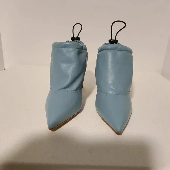 WOMEN'S YEVRAH LIGHT BLUE LEATHER MULES ADJUSTABLE HEELS NEW WITHOUT BOX SZ 37.5
