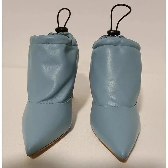 WOMEN'S YEVRAH LIGHT BLUE LEATHER MULES ADJUSTABLE HEELS NEW WITHOUT BOX SZ 37.5