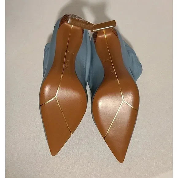 WOMEN'S YEVRAH LIGHT BLUE LEATHER MULES ADJUSTABLE HEELS NEW WITHOUT BOX SZ 37.5