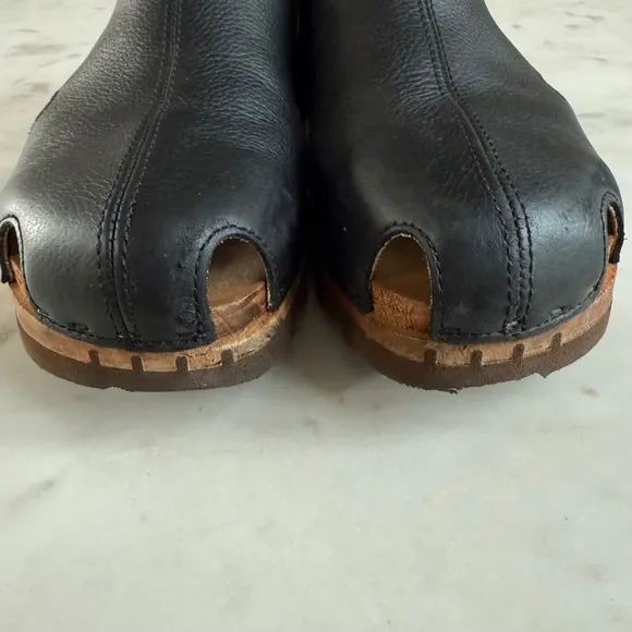 Woody &quot;London&quot; Leather Clogs $259  47 men's 11.5 Slingback Wood Shoes
