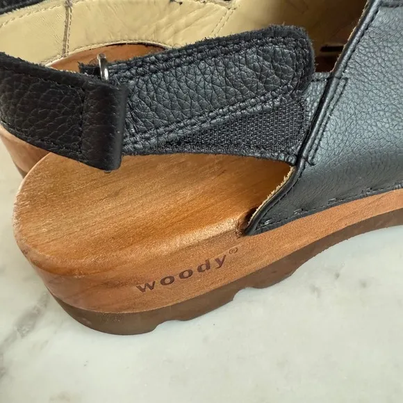 Woody &quot;London&quot; Leather Clogs $259  47 men's 11.5 Slingback Wood Shoes