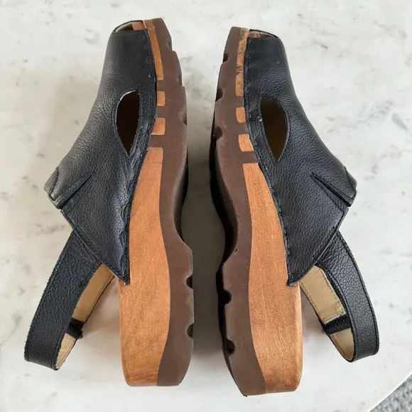 Woody &quot;London&quot; Leather Clogs $259  47 men's 11.5 Slingback Wood Shoes