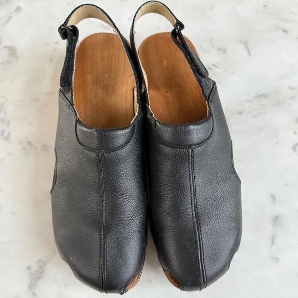 Woody &quot;London&quot; Leather Clogs $259  47 men's 11.5 Slingback Wood Shoes