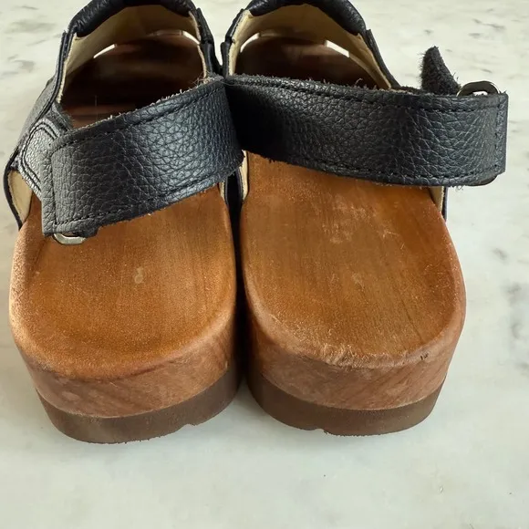 Woody &quot;London&quot; Leather Clogs $259  47 men's 11.5 Slingback Wood Shoes
