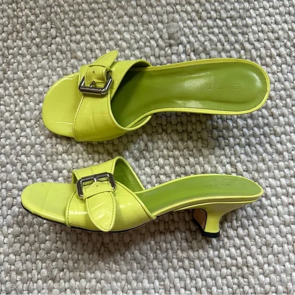 WORN ONCE By Far Croc-Embossed Elton Leather Mules