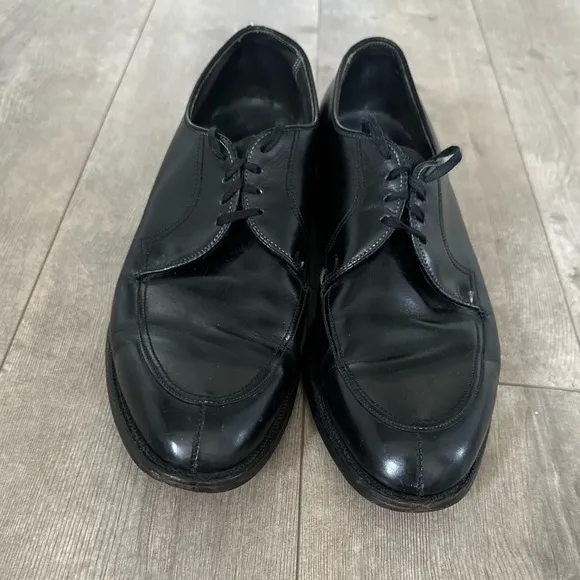 WRIGHT Men Lace-up Quality Shoe Sz 10 C Split Toe Black Leather Oxfords USA Made
