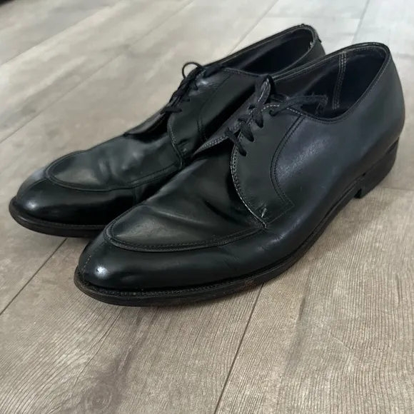 WRIGHT Men Lace-up Quality Shoe Sz 10 C Split Toe Black Leather Oxfords USA Made