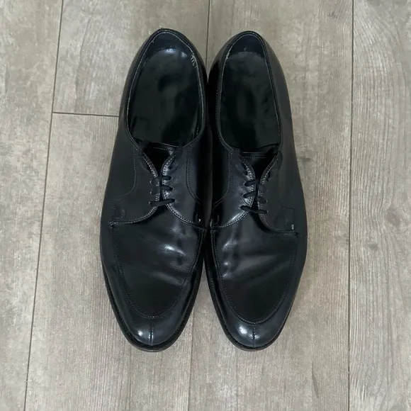WRIGHT Men Lace-up Quality Shoe Sz 10 C Split Toe Black Leather Oxfords USA Made