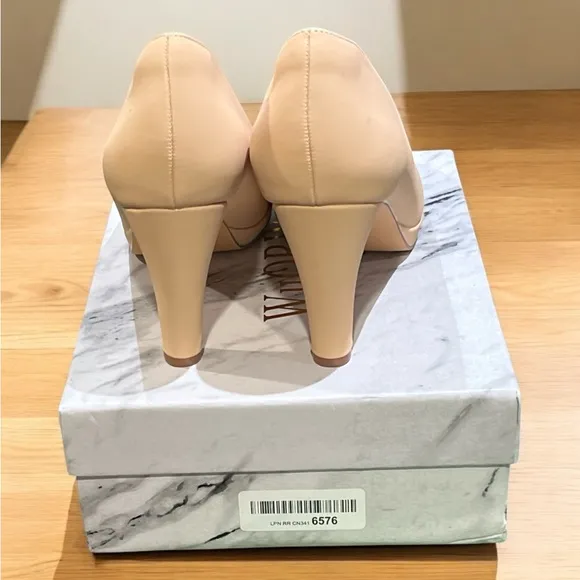 Wuorwu Women’s Nude Nubuck Slip-On Mid Kitten Heels Size 11.