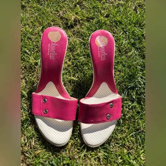 Y2K Vintage Hot Pink Charles David 4 Inch Stiletto Mule Sz 38
