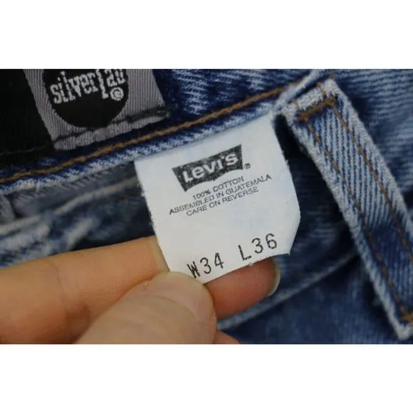 Y2K VINTAGE SilverTab Levis Baggy Wide Leg Mens Tag Size 34x36 Medium Wash Jeans