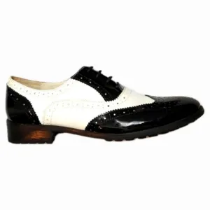 Yinzo Patent Leather Black and White Wingtip Oxfords (w size 41)