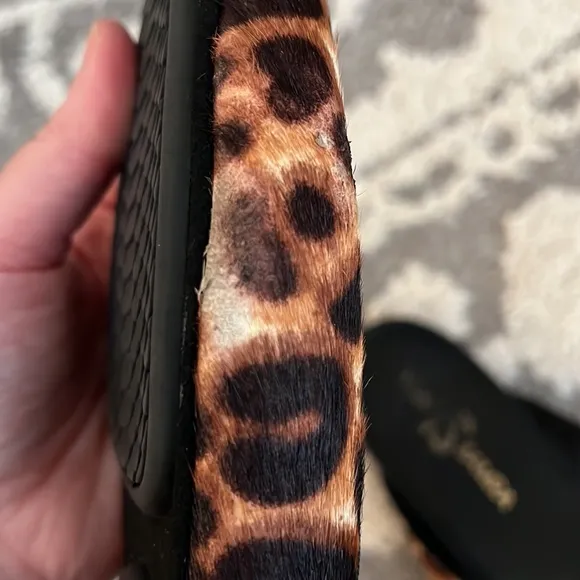Yosi Samra pony hair leopard flat mules, size 8 GUC