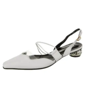 Yuul Yie Leather Printed Slingback White Heels Women's Size: 8 | IT 38‎
