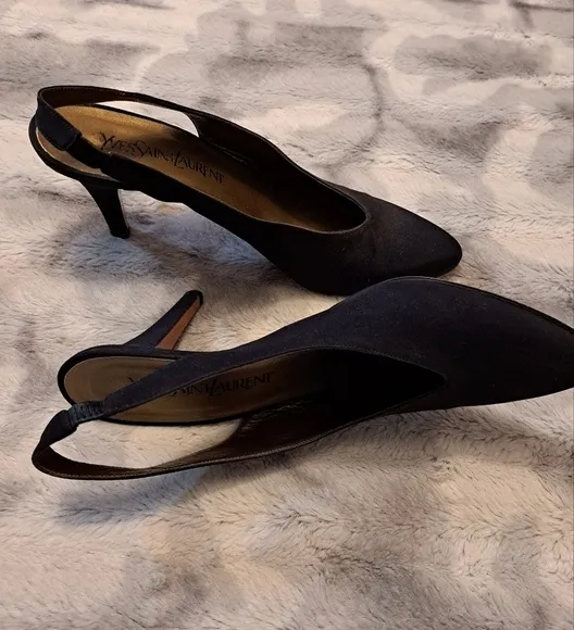 Yves Saint Laurent Black Slingback Heels  Size 8.5