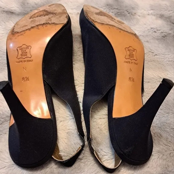 Yves Saint Laurent Black Slingback Heels  Size 8.5