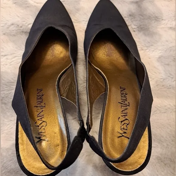 Yves Saint Laurent Black Slingback Heels  Size 8.5