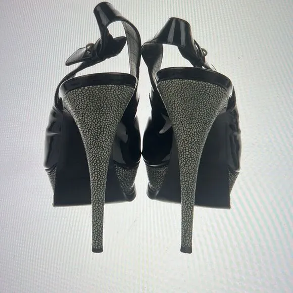 YVES SAINT LAURENT Patent Leather Slingback Pumps Size: IT 39