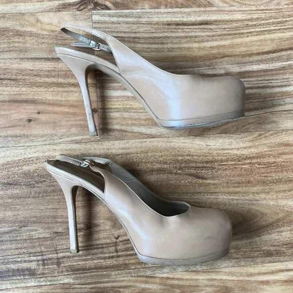 Yves Saint Laurent Tribtoo Beige Slingback pumps 105mm - Size 39