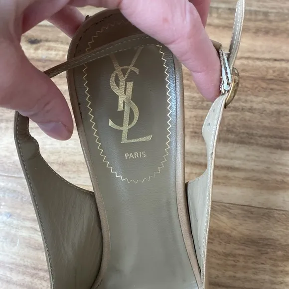 Yves Saint Laurent Tribtoo Beige Slingback pumps 105mm - Size 39