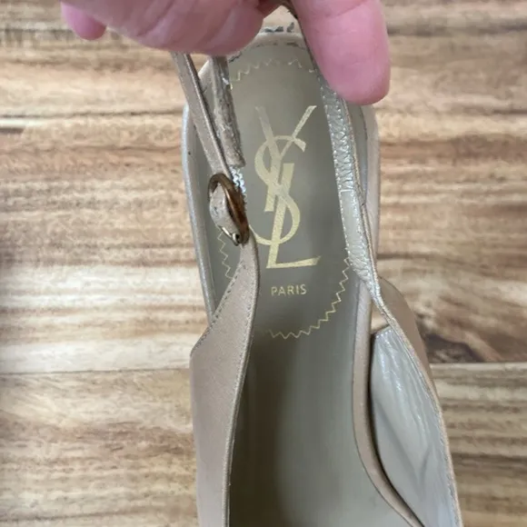 Yves Saint Laurent Tribtoo Beige Slingback pumps 105mm - Size 39