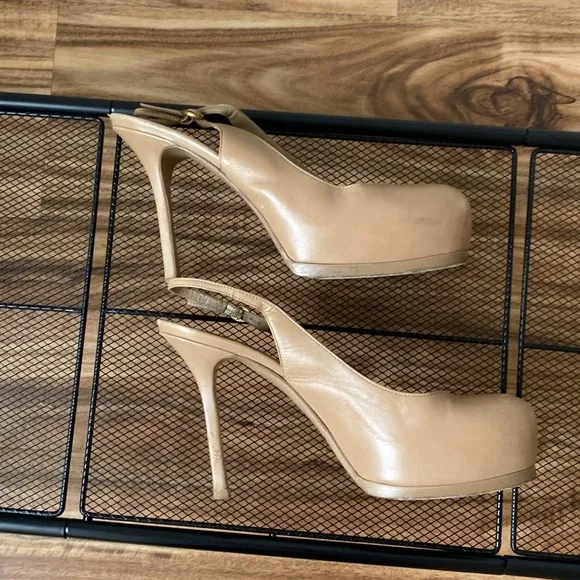 Yves Saint Laurent Tribtoo Beige Slingback pumps 105mm - Size 39