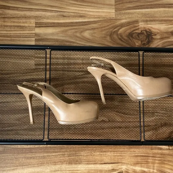 Yves Saint Laurent Tribtoo Beige Slingback pumps 105mm - Size 39