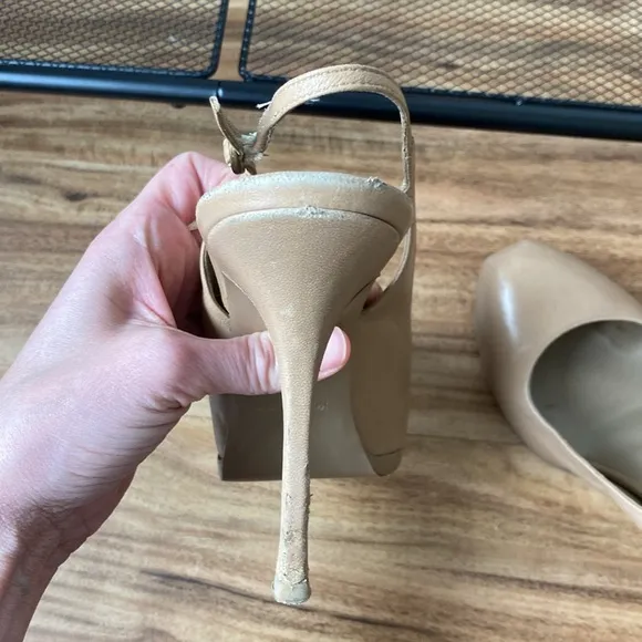 Yves Saint Laurent Tribtoo Beige Slingback pumps 105mm - Size 39