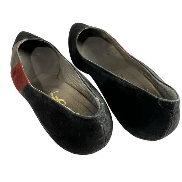 Yves Saint Laurent Women's Black Gray &amp; Red Vintage Suede Pumps Size 6
