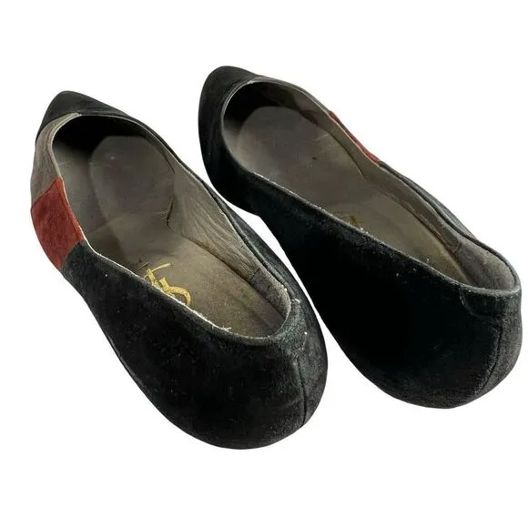 Yves Saint Laurent Suede Pumps Heels Sz 6 Black Gray &amp; Red