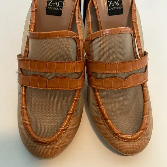 Zac Posen Aidan Caramel Brown Leather Loafer Mules 10
