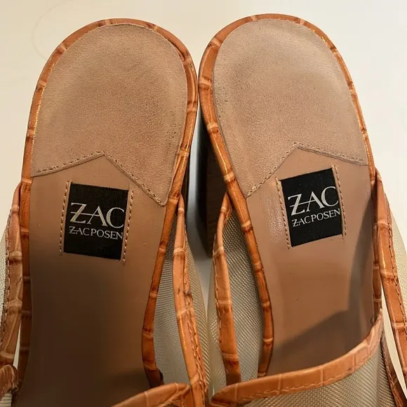Zac Posen Aidan Caramel Brown Leather Loafer Mules 10