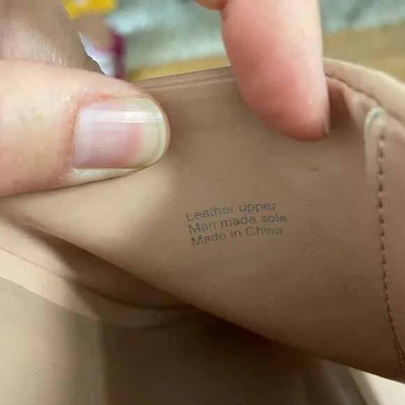 Zac Posen Nude Leather Slip One Mules Chunky Heel Women’s Shoes 9 Peep Toe Y2K