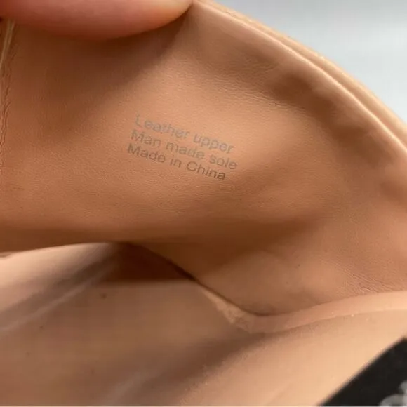 Zac Posen Nude Leather Slip One Mules Chunky Heel Women’s Shoes 9 Peep Toe Y2K