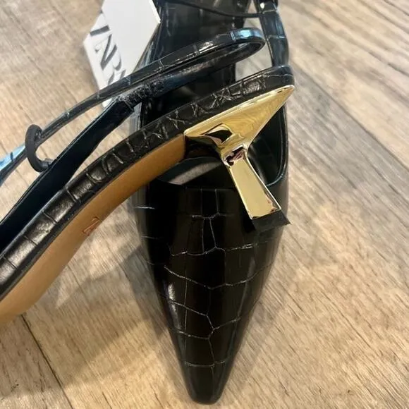 ZARA Animal Embossed Slingbacks NWT