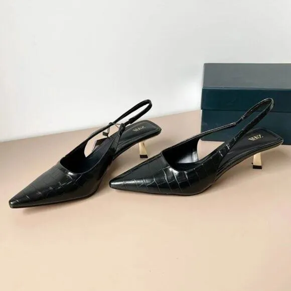 ZARA Animal Embossed Slingbacks NWT