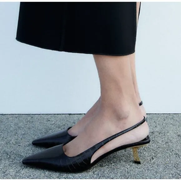 ZARA Animal Embossed Slingbacks NWT
