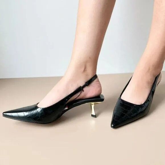 ZARA Animal Embossed Slingbacks NWT
