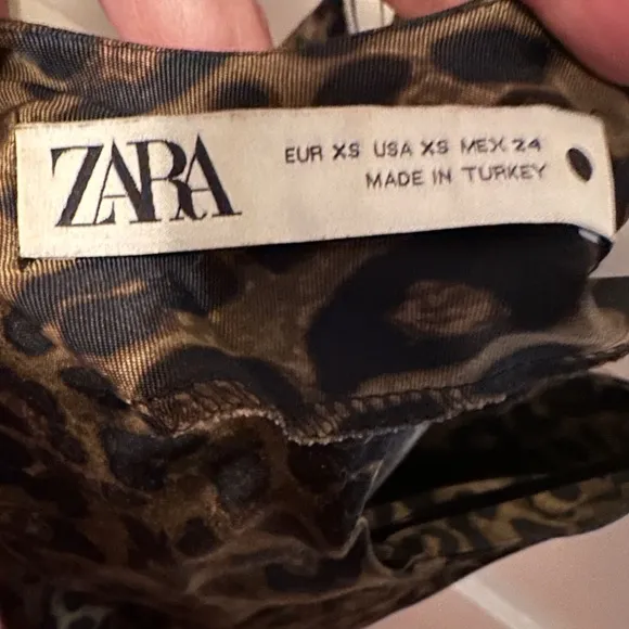 Zara Animal Print Cowl Neck Satin Slip Dress XS