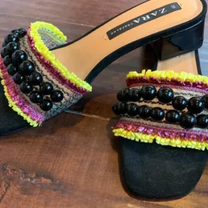 ZARA BEADED KITTEN HEELS SIZE 8