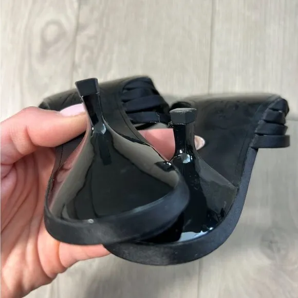 Zara Black Woven Kitten Heels Mules
