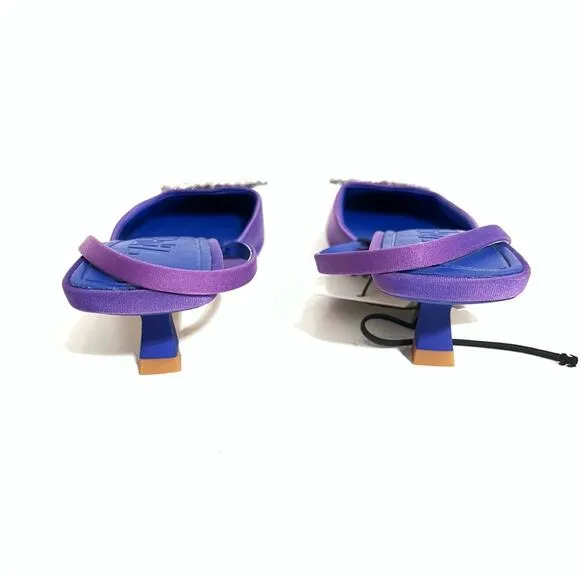 Zara Blue SHIMMERY MID-HEEL SLINGBACK SHOES Size 5