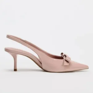 ZARA BOW TRIM SATIN EFFECT HEELED SHOE