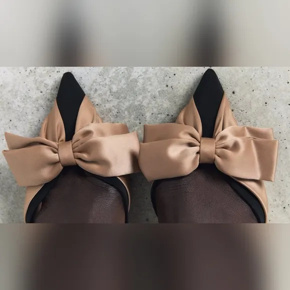 Zara, BOW TRIM SLINGBACKS, US 7.5