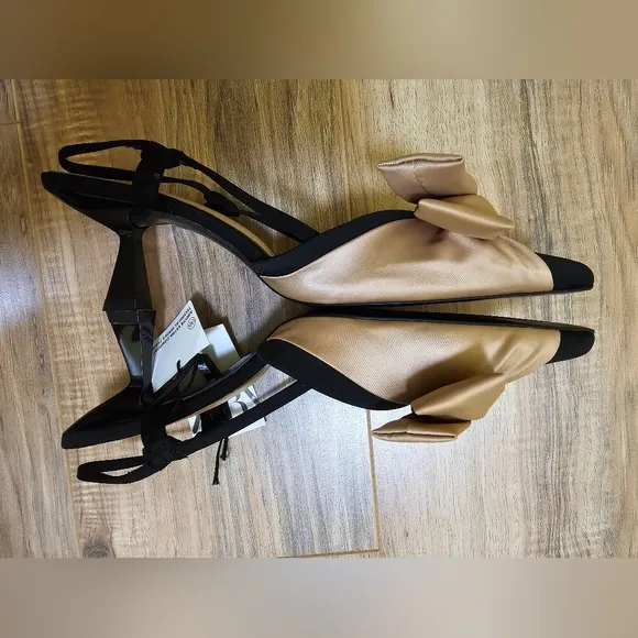 Zara, BOW TRIM SLINGBACKS, US 7.5
