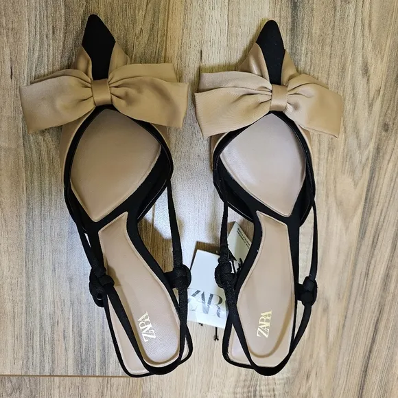 Zara, BOW TRIM SLINGBACKS, US 7.5