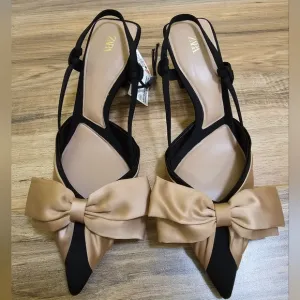 Zara, BOW TRIM SLINGBACKS, US 7.5